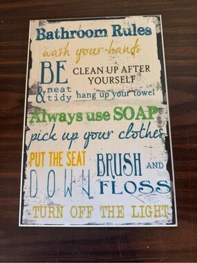 Fun Bathroom Wooden Sign Art 10”x15”